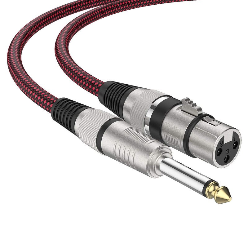 BIFALE XLR Female to 1/4 TS Cable 6ft 2Pack, Nylon Braided Microphone Cable TS 6.35mm Mono Jack Unbalanced Microphone Cable Heavy Duty Mic Cable - Image 1